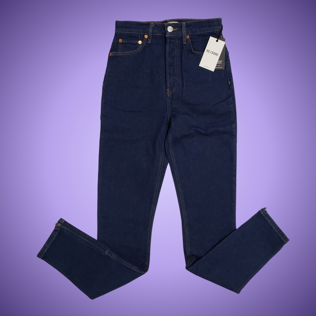 Re/Done Super High Drainpipe Jeans 26 Zippers Color: Rigid Like Nwt